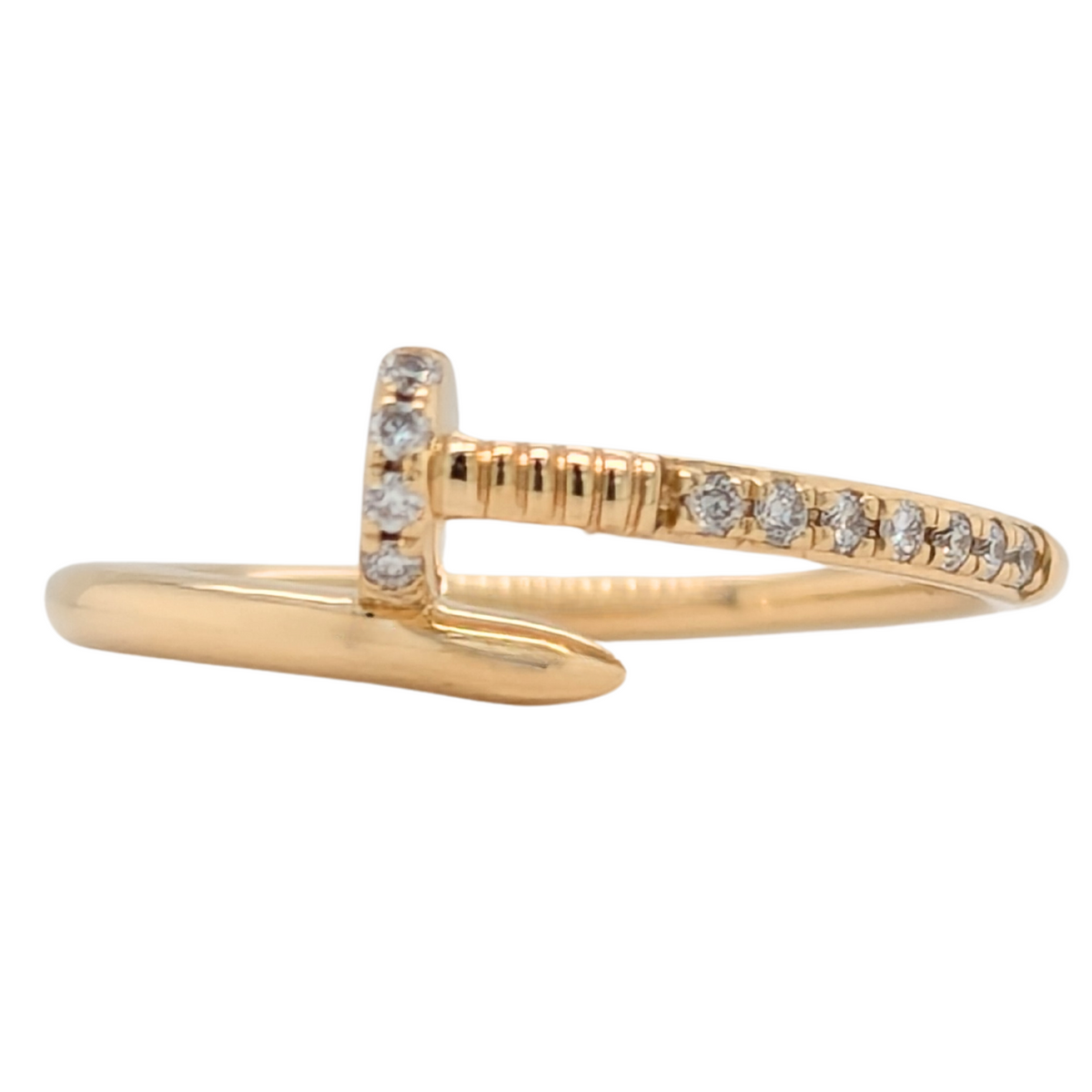 18K Yellow Gold Diamond Nail Ring