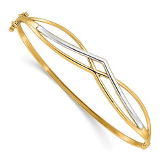 14K Two Tone Hinged Bangle Bracelet