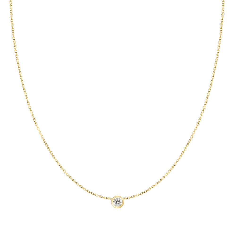 18K Yellow Gold .20CT Diamond Bezel Necklace