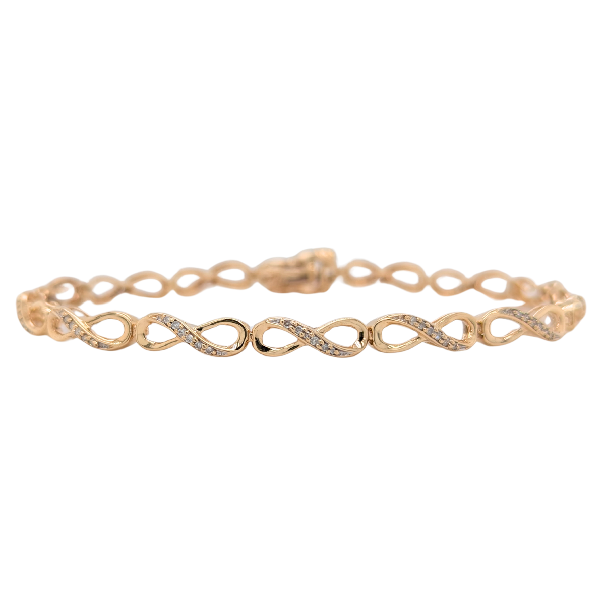Estate: 10K Yellow Gold Diamond Infinity Bracelet 1/2CTW