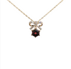 14K YG 2.13CT GARNET .28CTW DIA BOW LESLIES 1MM SINGAPORE 18"
