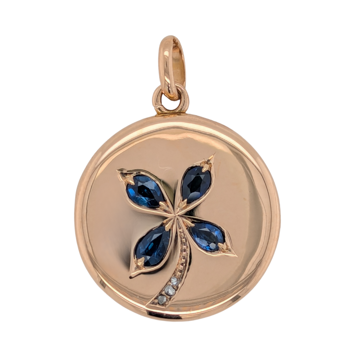 Estate: 14K Gold Blue Sapphire Flower Locket