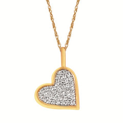 14K YG .21CTW PAVE HEART PENDA