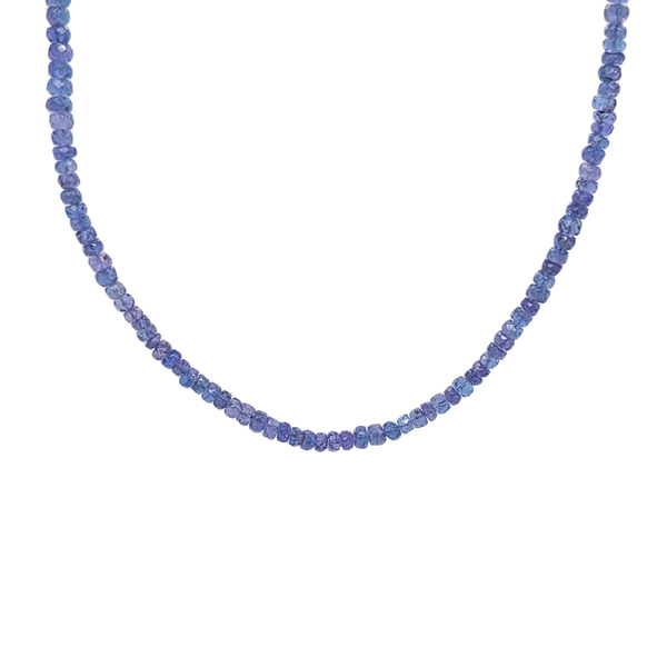 Tanzanite Bead Necklace with Sterling Silver Clasp