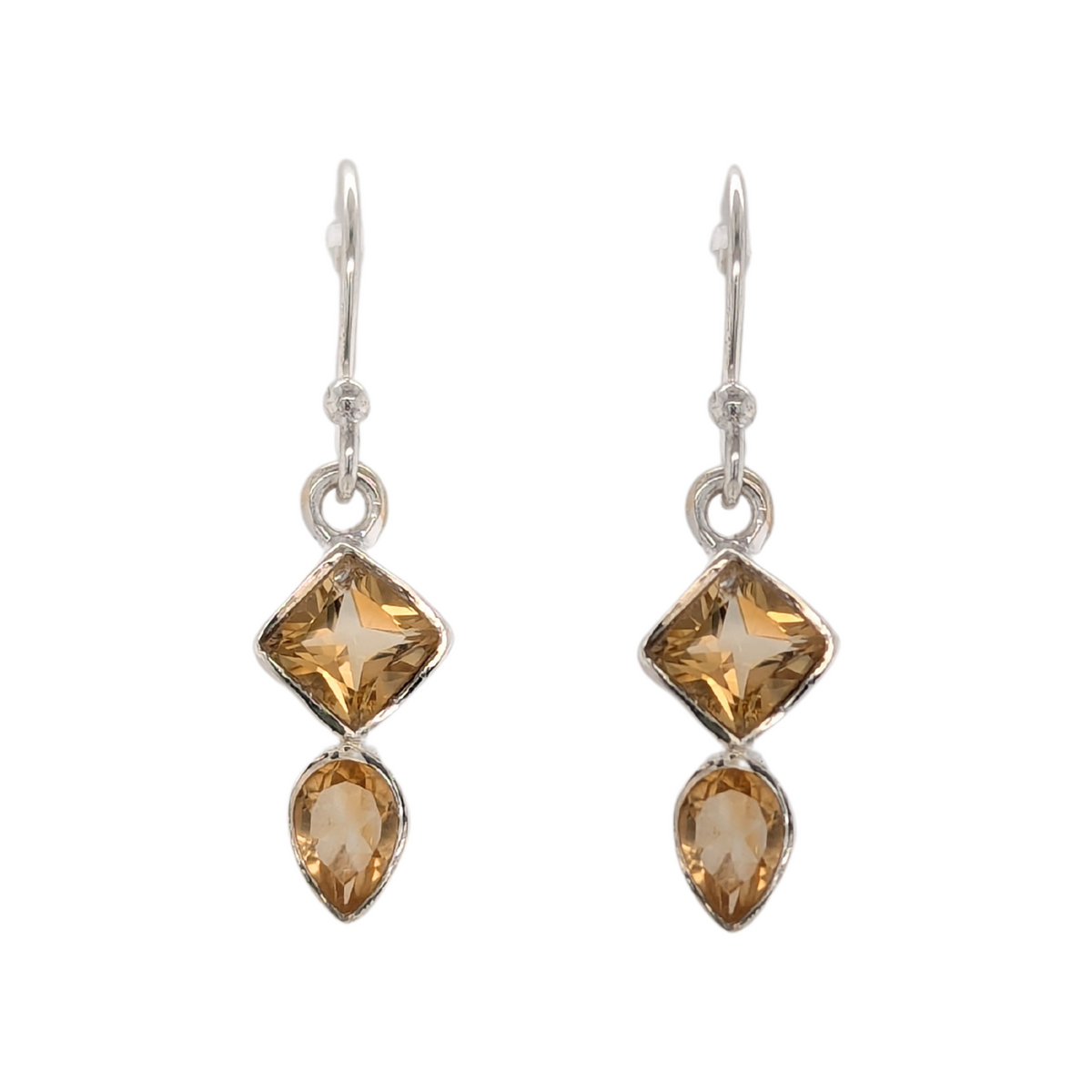 Sterling Silver Faceted Citrine Dangle Earrings