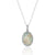 14K White Gold 4CT Opal Necklace with Diamond Halo