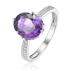 14K Gold Nerveux Amethyst Ring with Diamonds