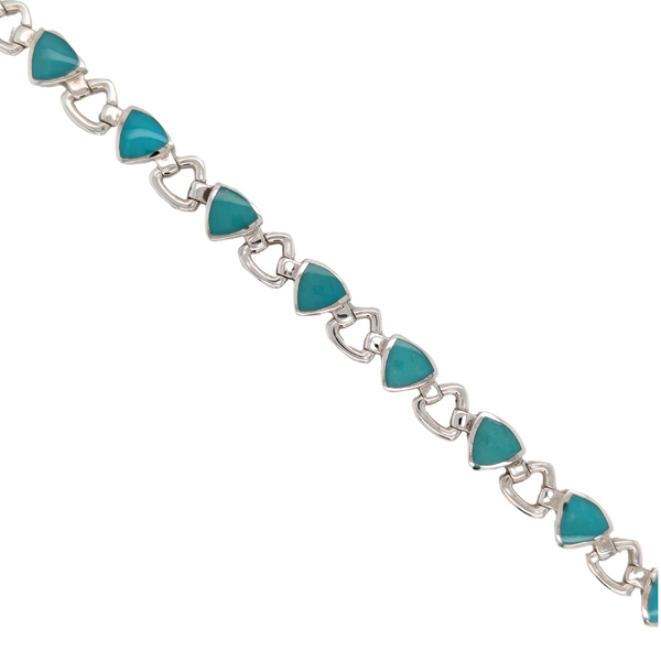 Sterling Silver Turquoise Triangle Bracelet with Toggle
