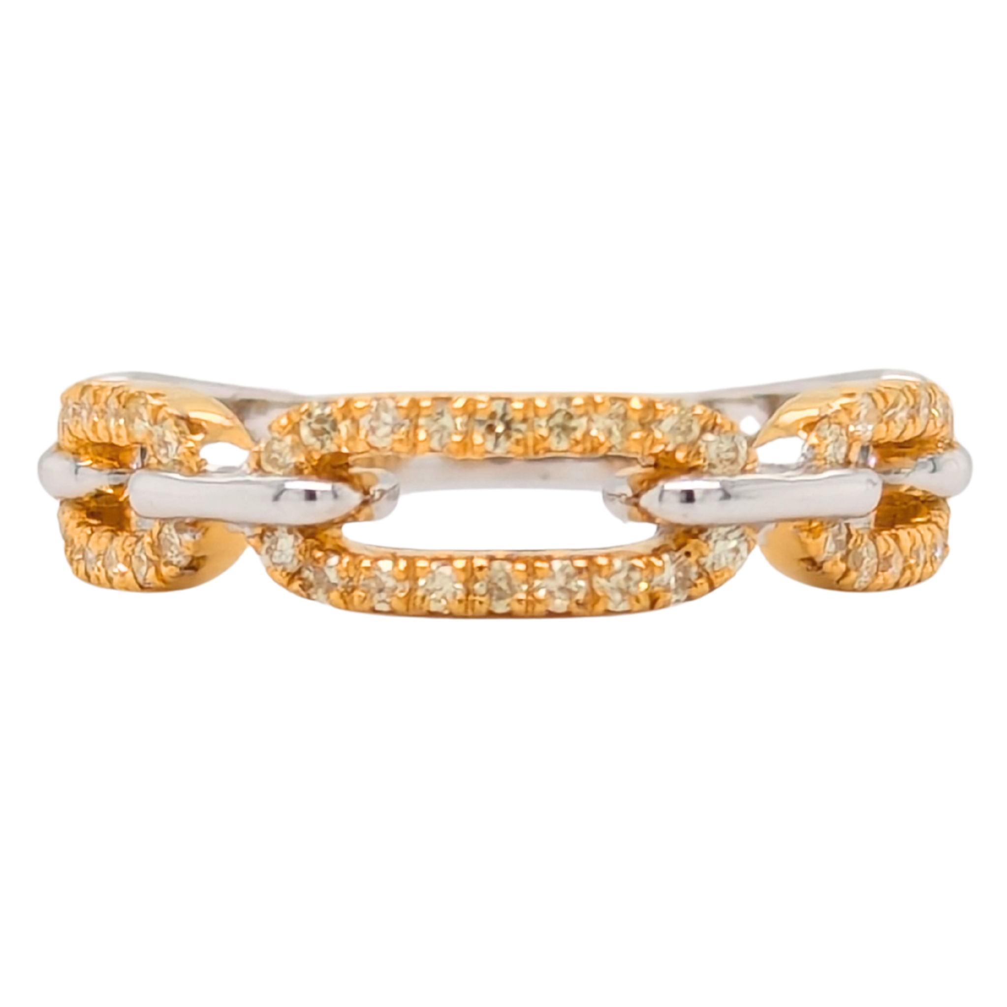 14K Two Tone Paperclip Natural Yellow Diamond Ring