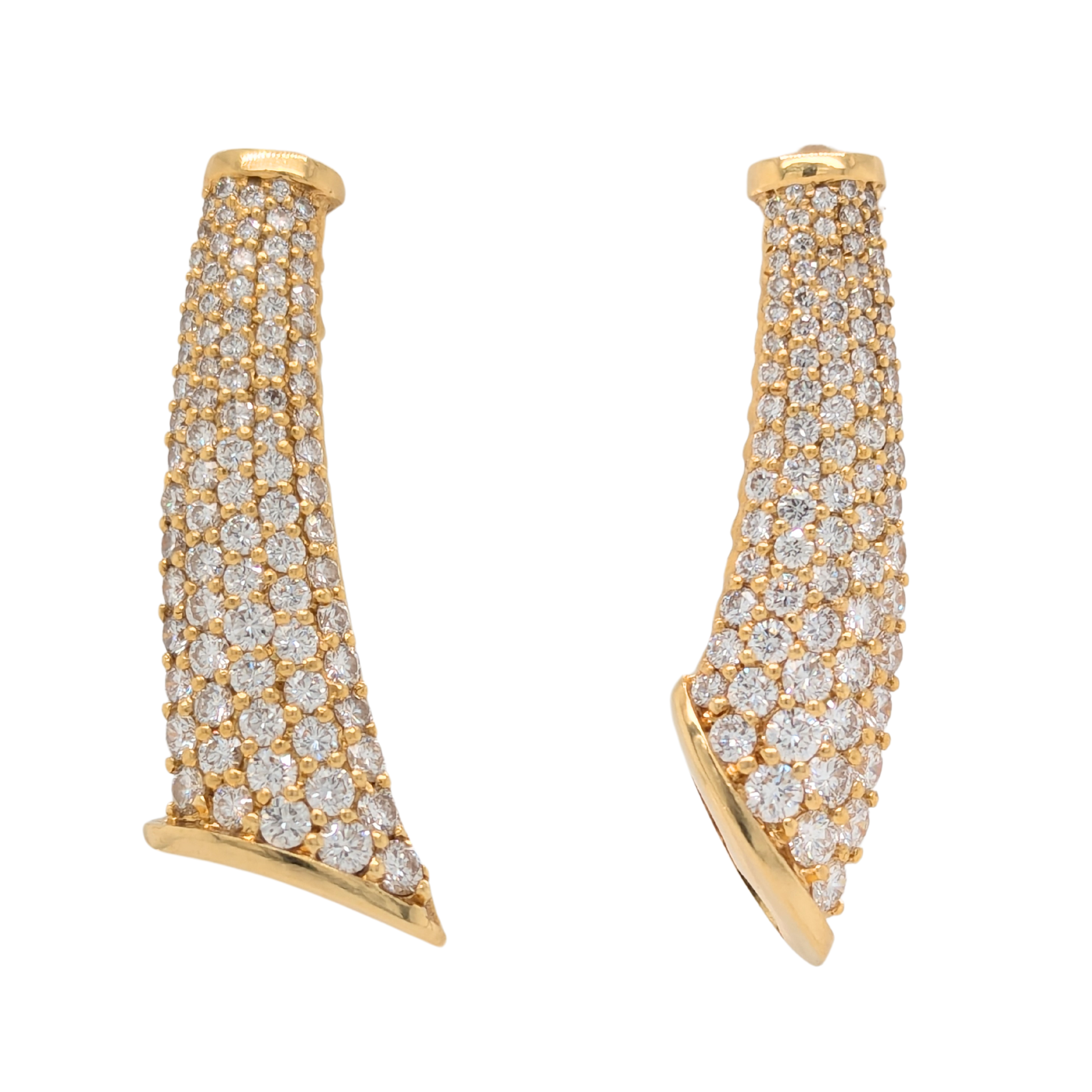 Estate: 18K Pave Diamond Drop Swoop Earrings