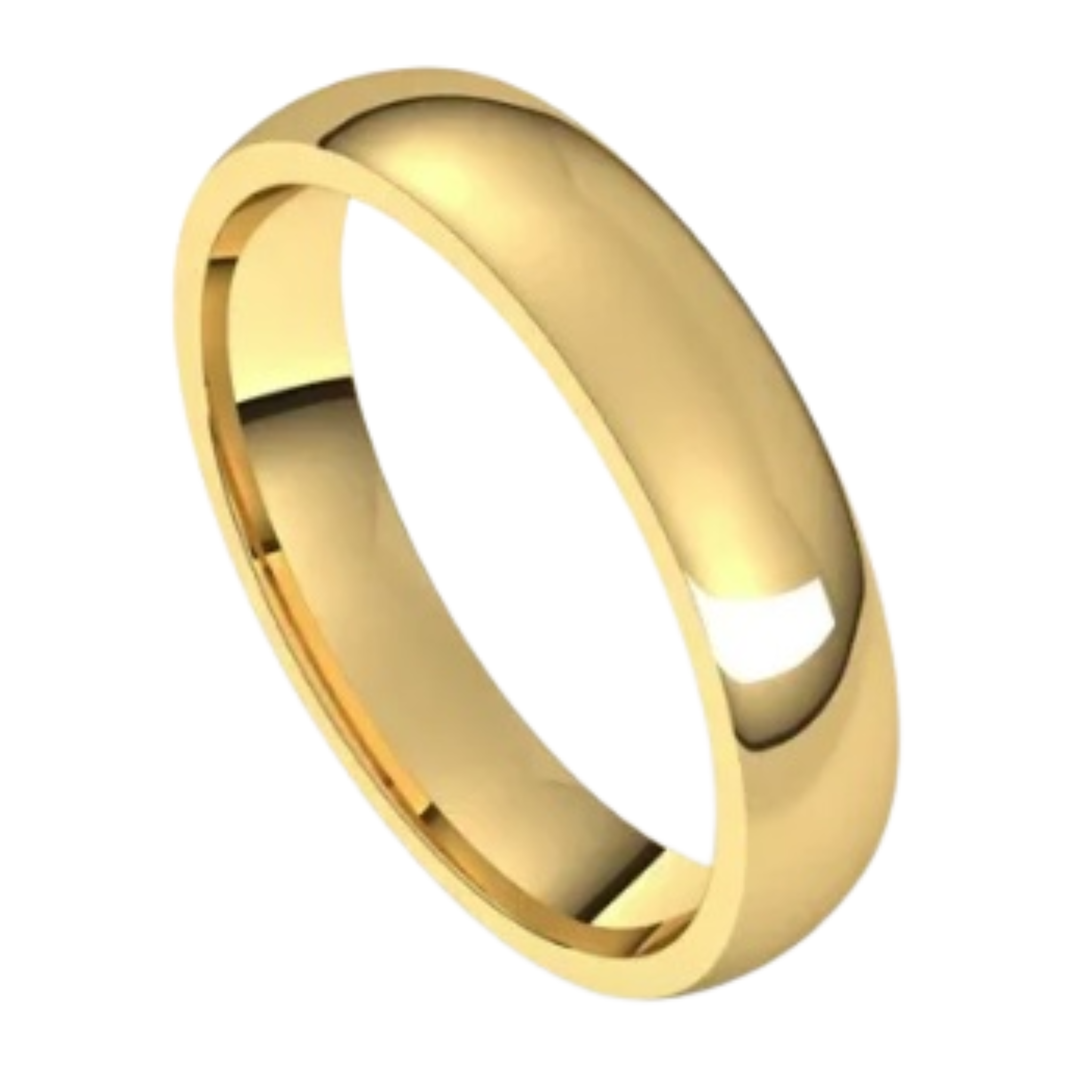 10K Yellow Gold 4MM Half Round Wedding Band Size 8