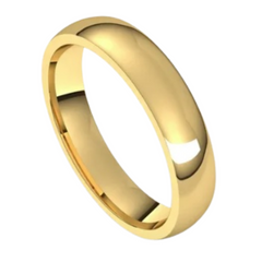 10K Yellow Gold 4MM Half Round Wedding Band Size 8