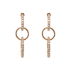 14K Gold Triple Diamond Drop Circle Earrings