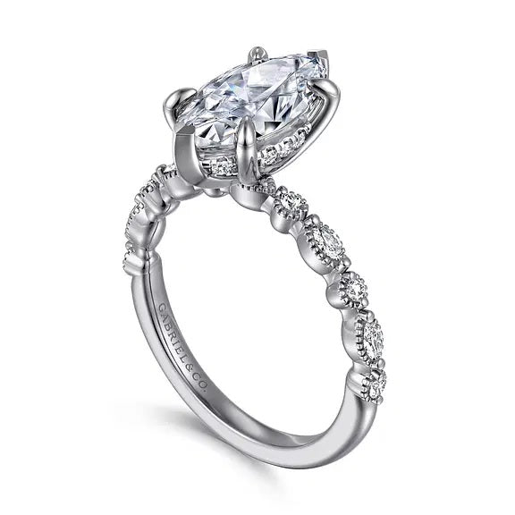 14K White Gold Lanna 1.5CT Marquise Center Diamond Semi-Mount Ring S2086959