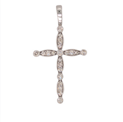 14KT White Gold .20CTW Diamond Cross Pendent