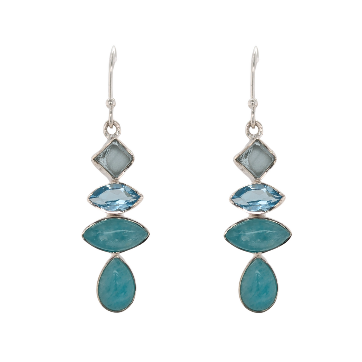 Sterling Silver Amazonite & Blue Topaz Dangle Earrings