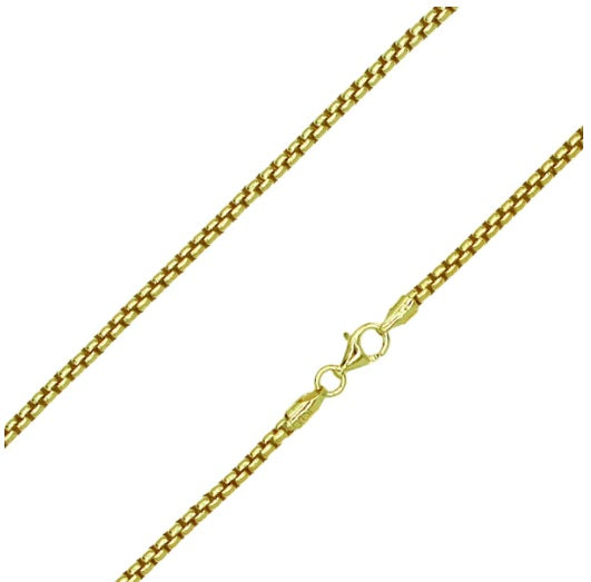 Stellari Sterling Silver 18K Yellow Gold Plate 2.7MM Rounded Box Chain 22"