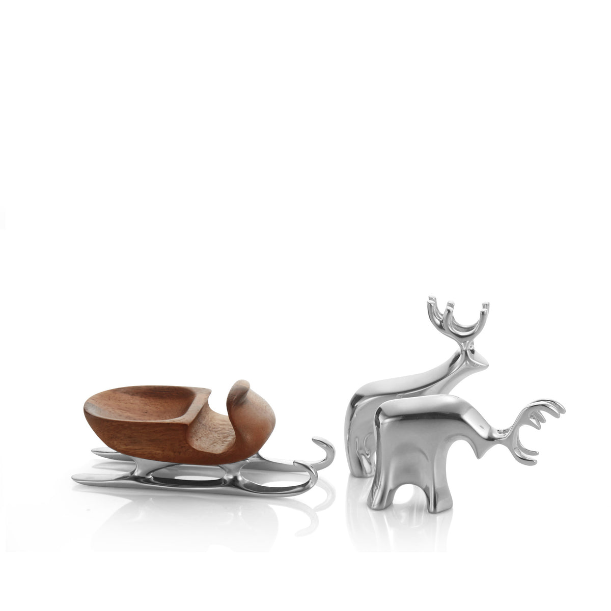 Nambe Miniature Sleigh with Reindeer Set