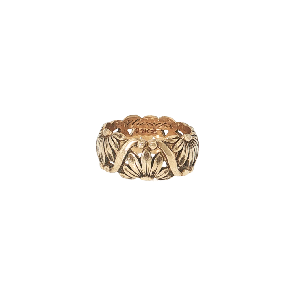 Estate 14kt Yellow Gold Vintage Daisy Band