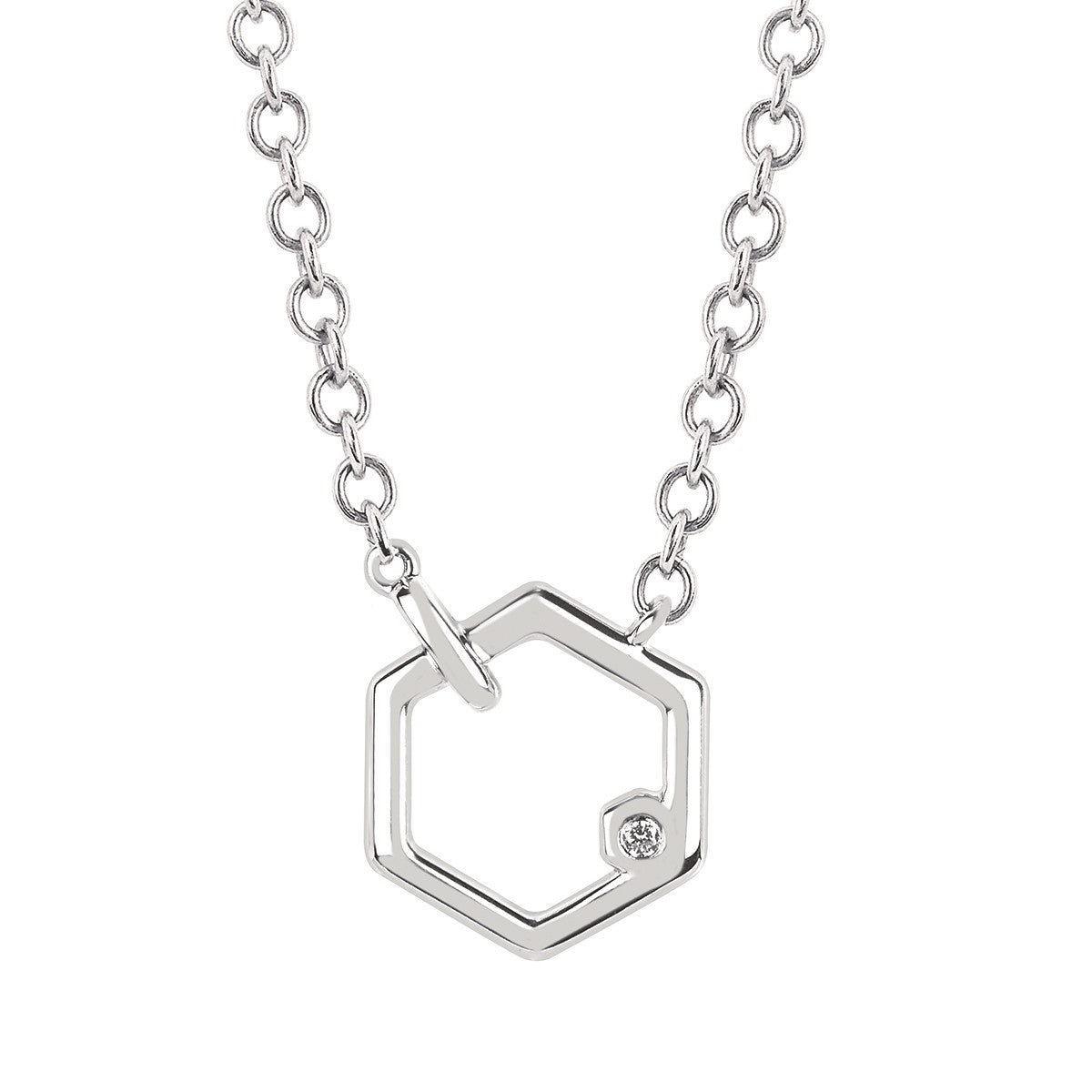 Sterling Silver Hexagon Negative Space Necklace