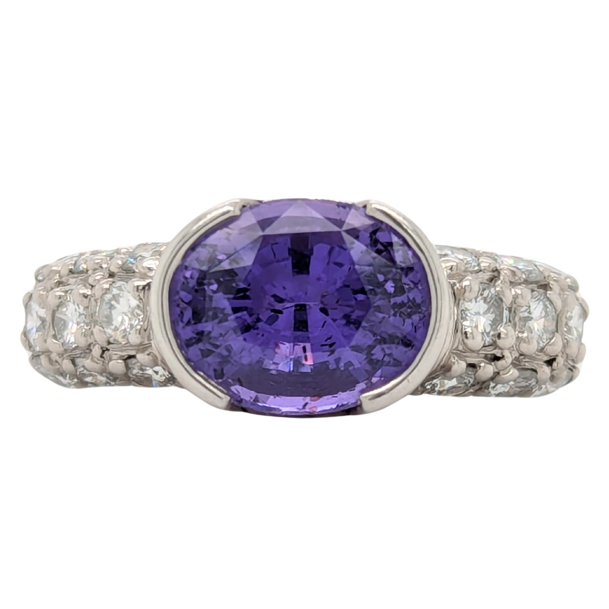 Estate: Platinum Natural Purple Sapphire East-West Ring