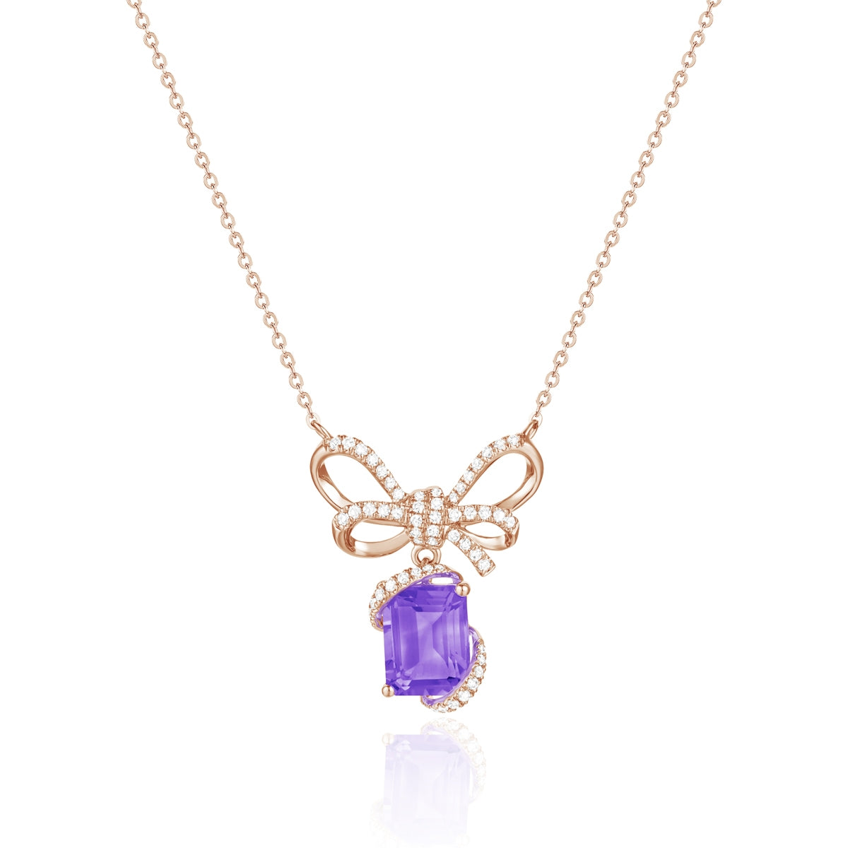 14K Rose Gold Gift Necklace with Amethyst
