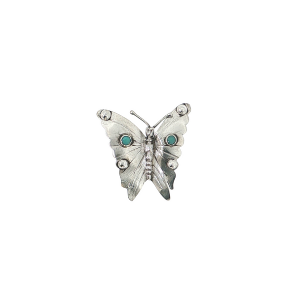 S/S TURQ BUTTERFLY BROOCH