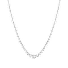 14K White Gold Graduated Diamond Riviera Necklace 17"