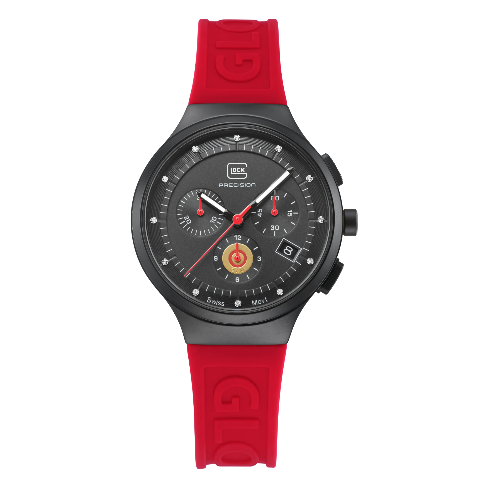 GLOCK GW-16-1-18 Black Case with Red Strap Watch