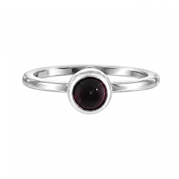 S/S GARNET CABOCHON RINGSOLD