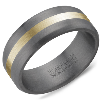 Tantalum 8MM 14K Inlay Ring with Thick Sandpaper Finish Size 10