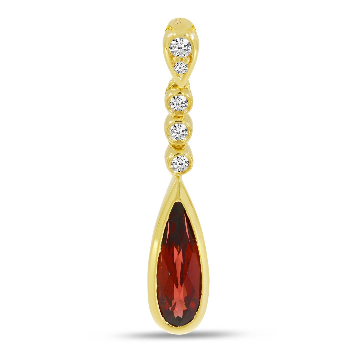 14K  Yellow Gold Garnet Necklace with Diamonds