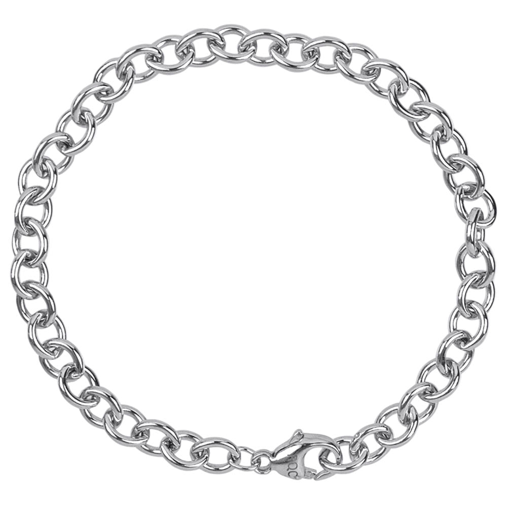 Sterling Silver Round Cable Link Bracelet 7"