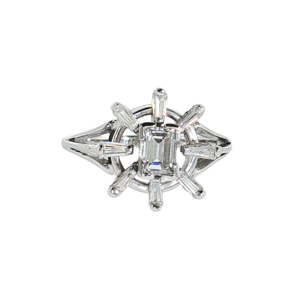 Estate 18kt White Gold Sunshine 0.65ctw Diamond Ring
