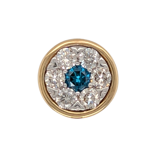 14K Gold Blue & White Diamond Hidden Bail Pendant