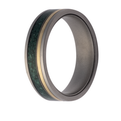 Cobalt Men's Ring with Malachite & Guitar Inlay with 14K Accents - Size 10