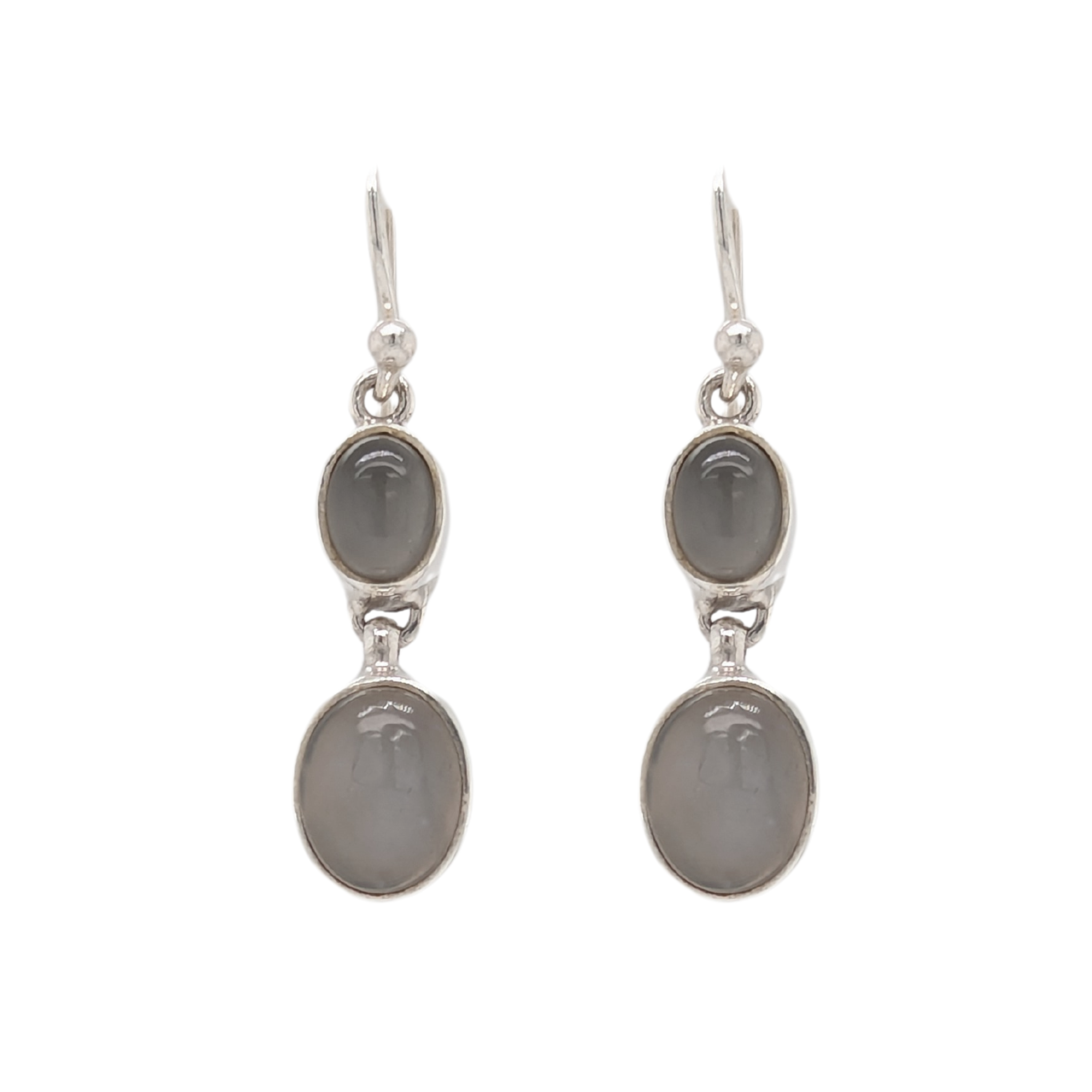 Sterling Silver Gray Moonstone Earrings with French Wires