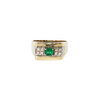 Estate 18kt Yellow Gold Emerald and Diamond Ring