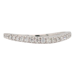 14K  White Gold Diamond Curved Notched Band