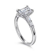 14K White Gold Evan Emerald Cut Diamond Engagement Semi-Mount Ring S1849318