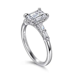 14K White Gold Evan Emerald Cut Diamond Engagement Semi-Mount Ring S1811697