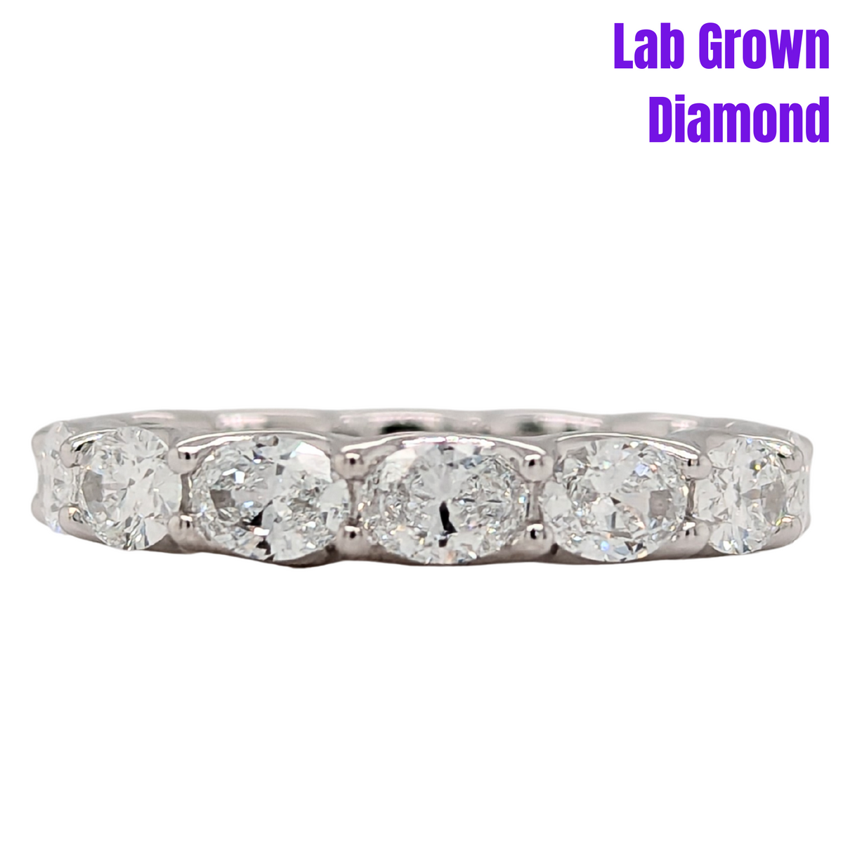 14K White Gold Oval East-West Lab Grown Diamond Eternity Band