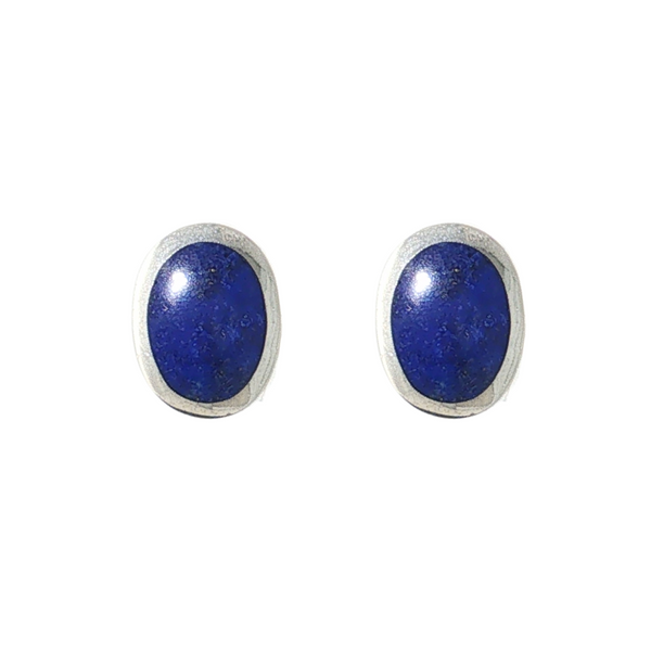 Sterling Sliver Oval Lapis Studs