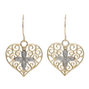 14kt Yellow Gold Filigree Heart French Wire Earrings