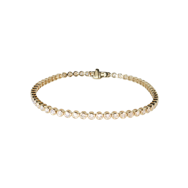 14K YG 2.10CTW DIAMOND BEZEL TENNIS BRACELET 7"