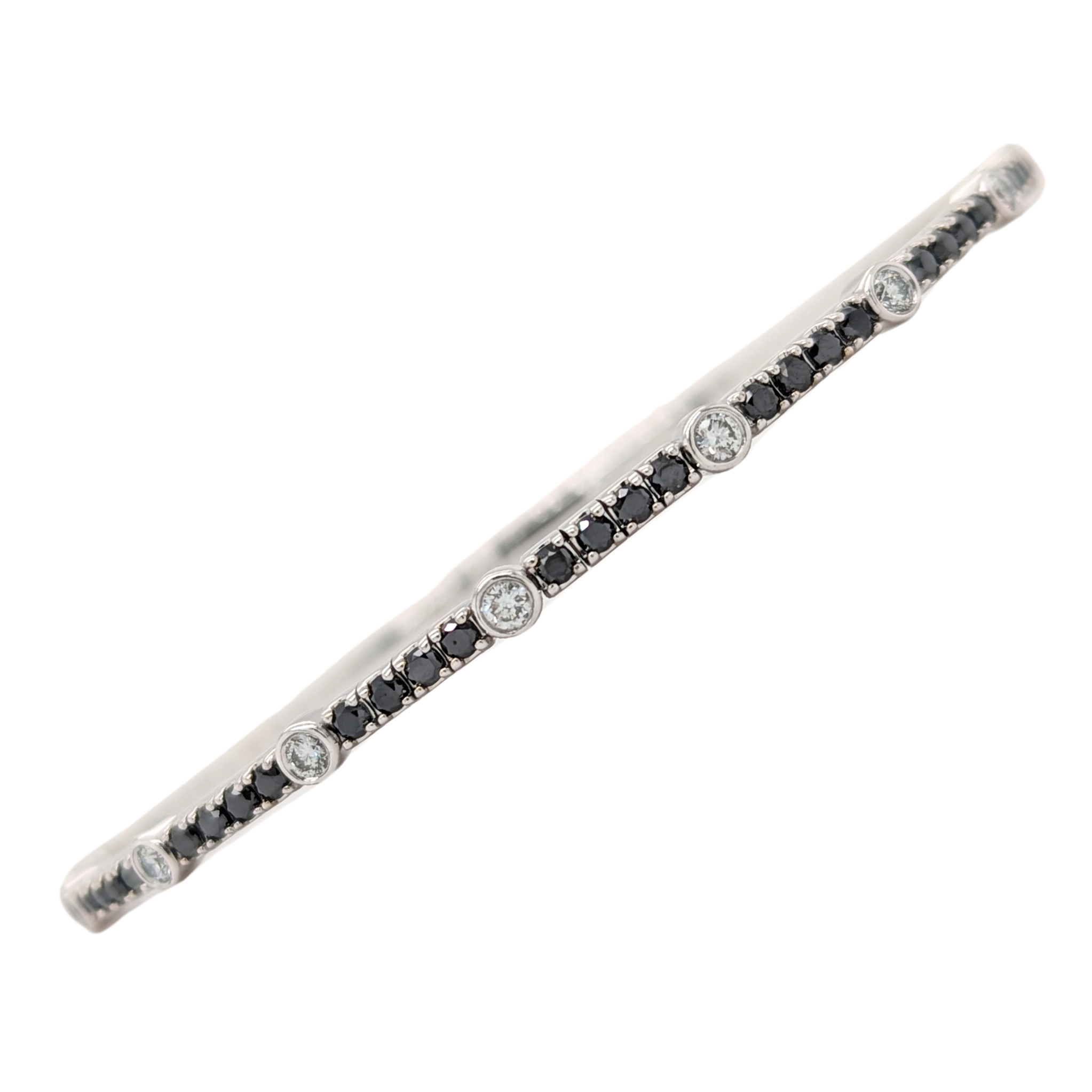 14K White Gold Black & White Diamond Flex Bracelet