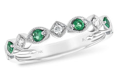 14KT Emerald and Diamond Stackable Ring