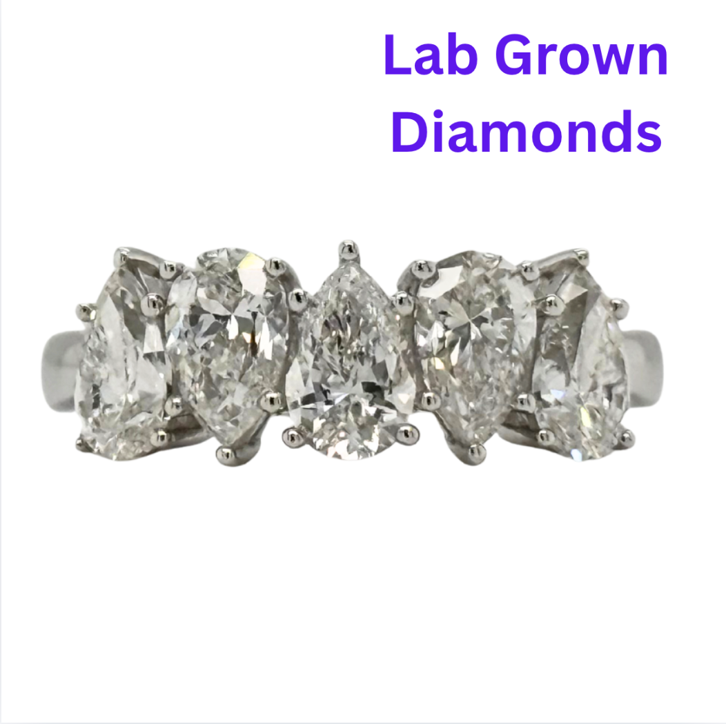 10K WG 2.00CTW LAB DIAMOND 5 PEAR SHAPE BAND