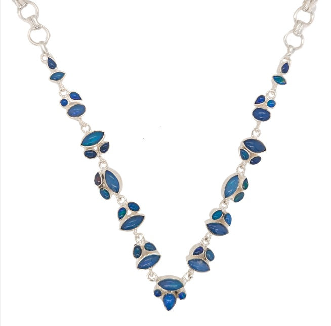 Sterling Silver Eithiopian Opal Necklace & Earring Set