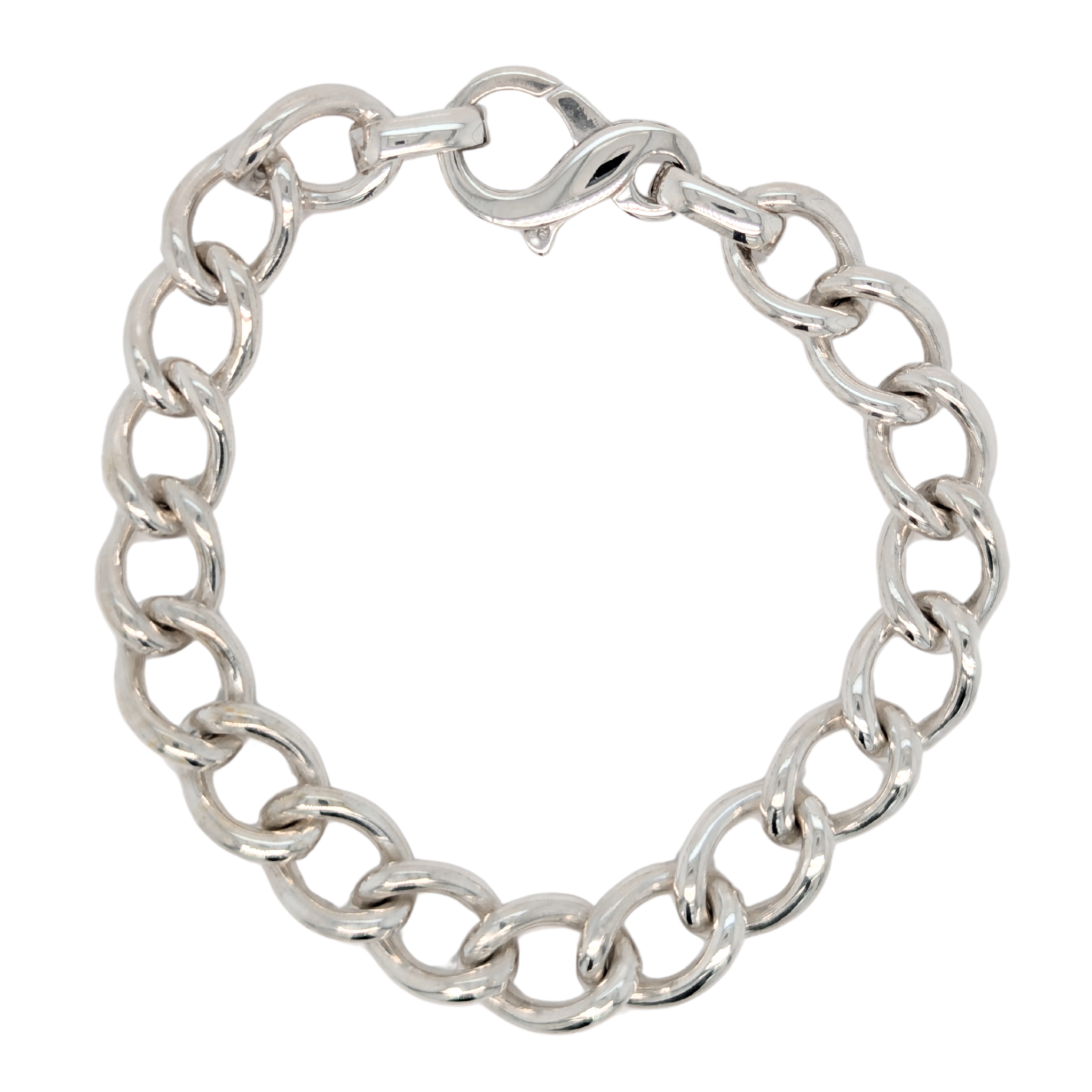 Estate: Sterling Silver Curb Style Bracelet with Fancy Clasp